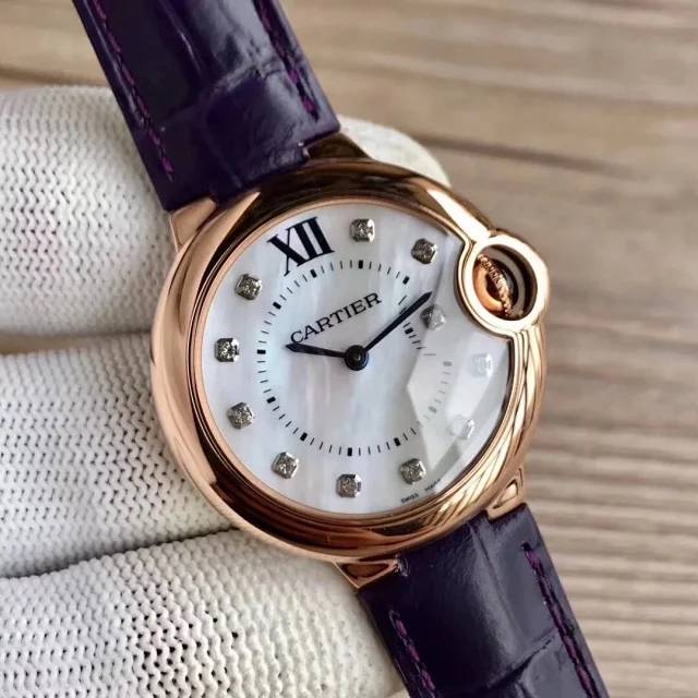 V6厂卡地亚V7版蓝气球  中号33mm 瑞士郎达石英 紫皮